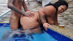 bbw drank all my milk by the pool with tattooed ass