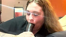 Tall BBW Gives Sloppy Blowjob to BBC