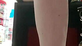 Stepsister Tries Shoes in Store, Showing Dirty Feet and Panties