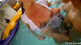 i lick vicky vette's big natural tits by the pool