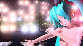 Hatsune Miku in full nude bunny costume from nostalgic project diva mod