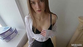 modest neighbor in sexy lingerie sucks cock and fucks with me.