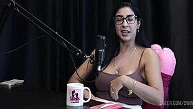 blonde in lingerie during public casting session