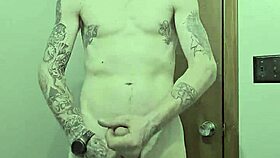 Skinny Girl Strips Naked in Bathroom with Monster Cock