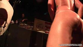 A group of ladies at the party start STRIPPING their clothes in a nasty way outdoors