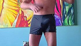 pervy guy loves how these shorts grab his cock 😈