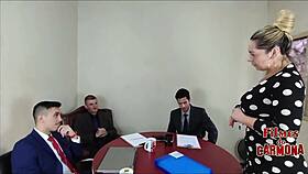 Company tests sofa with MILF employee who sucks everyone