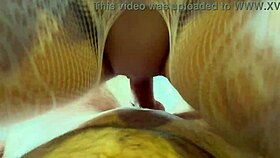 Morning blowjob and cowgirl position in white fishnet