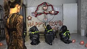 four masochistic slaves delivered to asian mistress sara