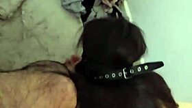 Submissive Blonde Receives Blowjob, Cum Licking from Feet, and Spanking