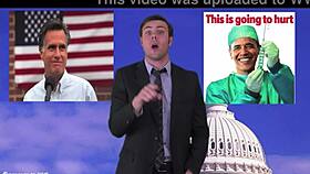 Naked weather girl undresses publicly, teasing with ripped clothes.