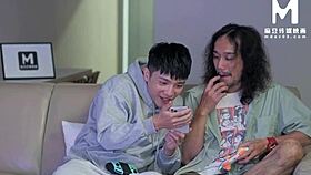 Modelmedia Asia Depicts Stepmother and Aunt in Stockings Blowjob and 3some Sex