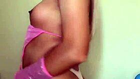 Transsexual shows rich tits and cock