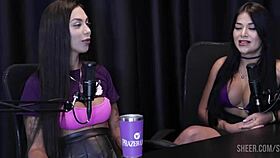 blonde in lingerie during public casting session