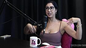 blonde in lingerie during public casting session