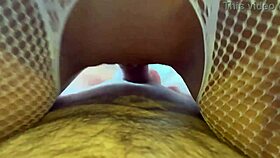 Morning blowjob and cowgirl position in white fishnet