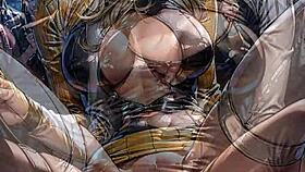 Blonde in bodycon flashes her pussy at the nightclub.