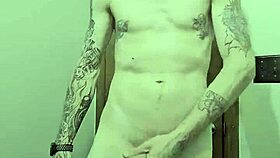 Skinny Girl Strips Naked in Bathroom with Monster Cock