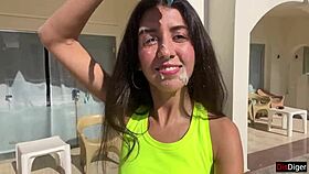 I love how this fit girl gets fucked after gym and craves cum on her face