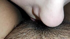 lesbian hairy pussy eating close up