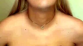 Transsexual shows rich tits and cock