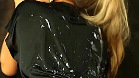 euro bukkake babe teases at gloryhole with masturbation