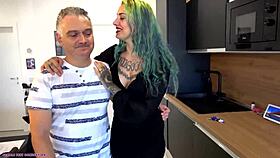 older man gets subdued by two taller women in femdom facesitting