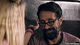 Teen interacts with stepdad in close family setting