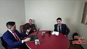 Company tests sofa with MILF employee who sucks everyone