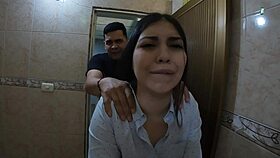 Stepsister gets what she deserves from her stepbrother in the bathroom