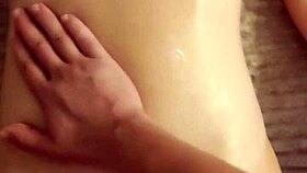 massaging busty cousin's big tits and pussy