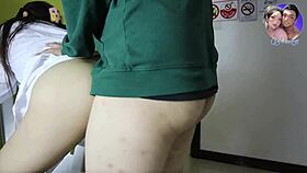 Horny student tricked into licking my big cock while bent over