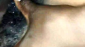 Hairy ebony student gets creampie from boyfriend in college