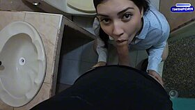 Stepsister gets what she deserves from her stepbrother in the bathroom