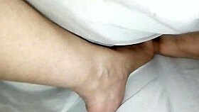 my wife's blue leggings in the first part, featuring panties