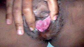 Girlfriend spreads her tight pussy and rides my cock. Until squirt fills her.