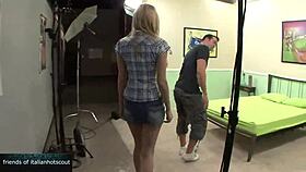 Gorgeous blonde teen 18+ fucks missionary and blowjob with huge cock outdoor