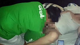 Chubby pregnant Asian moans in hotel sex session.