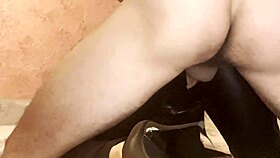 Dominant woman in black latex gets fucked hard and cummed on her ass