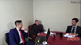 Company tests sofa with MILF employee who sucks everyone