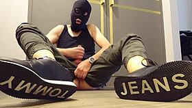 Wank In Sneakers With Intense Emotions