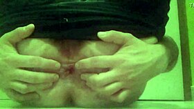 nik94 crossdresser performs gay solo masturbation with ass fingering