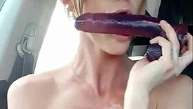 Big Tits Exposed In The Car During Public Nudity