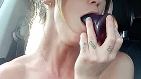 Big Tits Exposed In The Car During Public Nudity