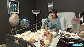 Milf flashes boyfriend in public hospital outdoor, leading to orgasm.