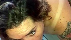 morning blowjob gets nasty with sucking, licking, sloppy latina swallowing and spitting on big ass cock