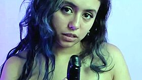 Latina uses toys for handjob cumshot on webcam with big ass