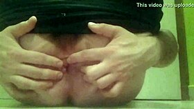 nik94 crossdresser performs gay solo masturbation with ass fingering