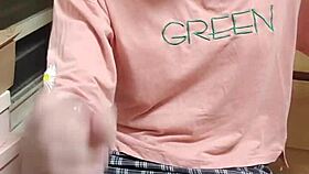 Shemale Ting Xuan performs blowjob on dildo