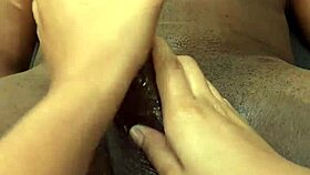 Dick throbs during oiled massage by Latina teen.